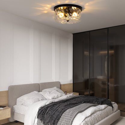 Plafoniera a filo a 2 luci con vetro martellato trasparente