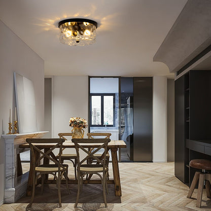 Plafoniera a filo a 2 luci con vetro martellato trasparente