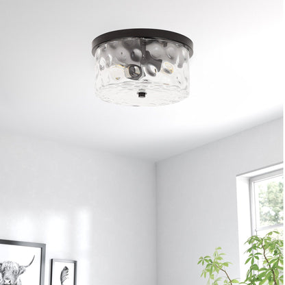 Plafoniera a filo a 2 luci con vetro martellato trasparente