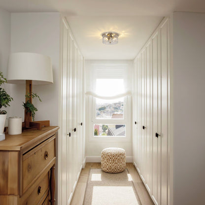 Plafoniera a filo a 2 luci con vetro martellato trasparente