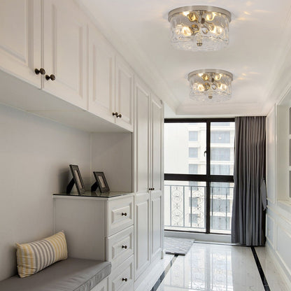 Plafoniera a filo a 2 luci con vetro martellato trasparente