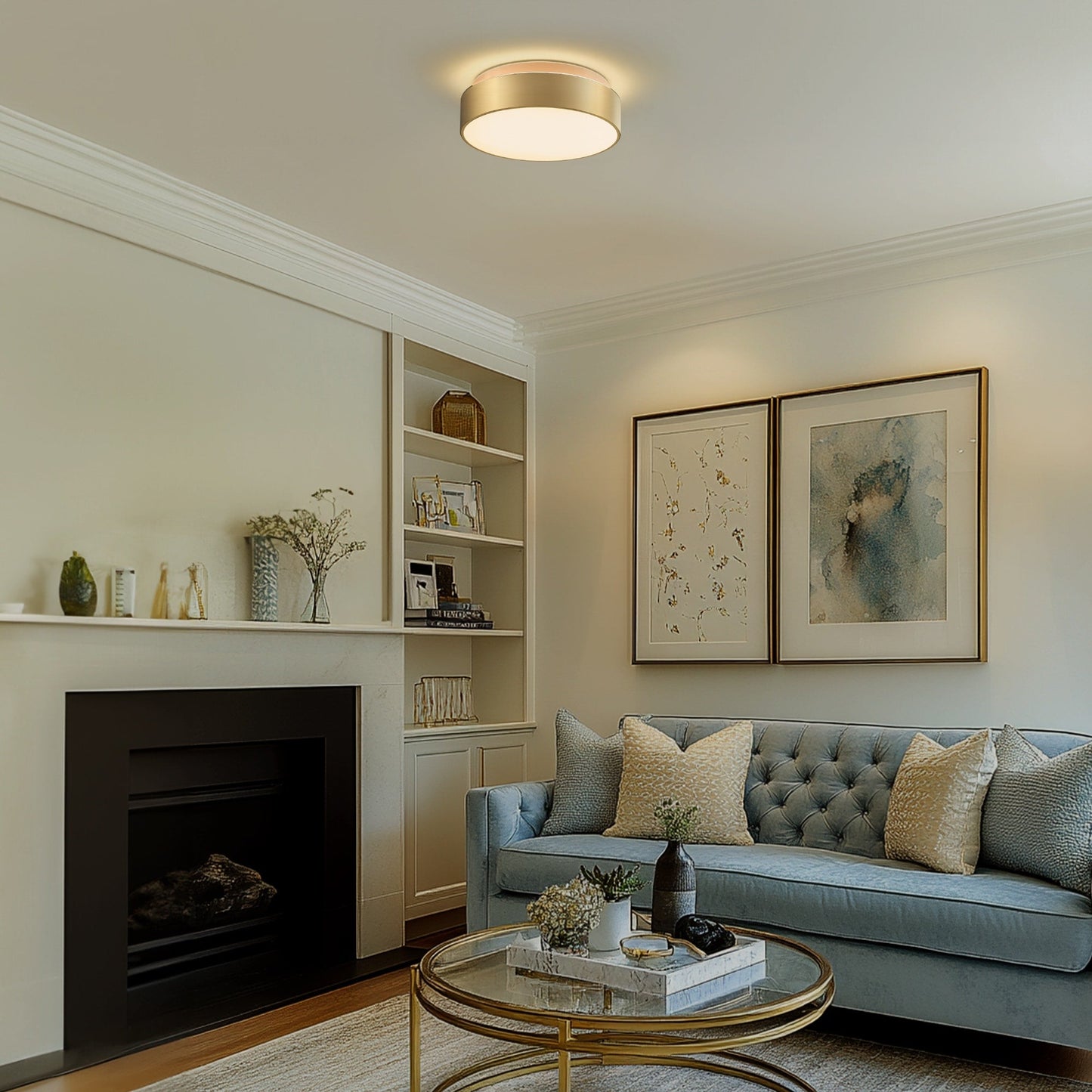 Plafoniera a filo a 2 luci con paralume in vetro smerigliato - 12,0 pollici LX 12,0 pollici WX 3,5 pollici H