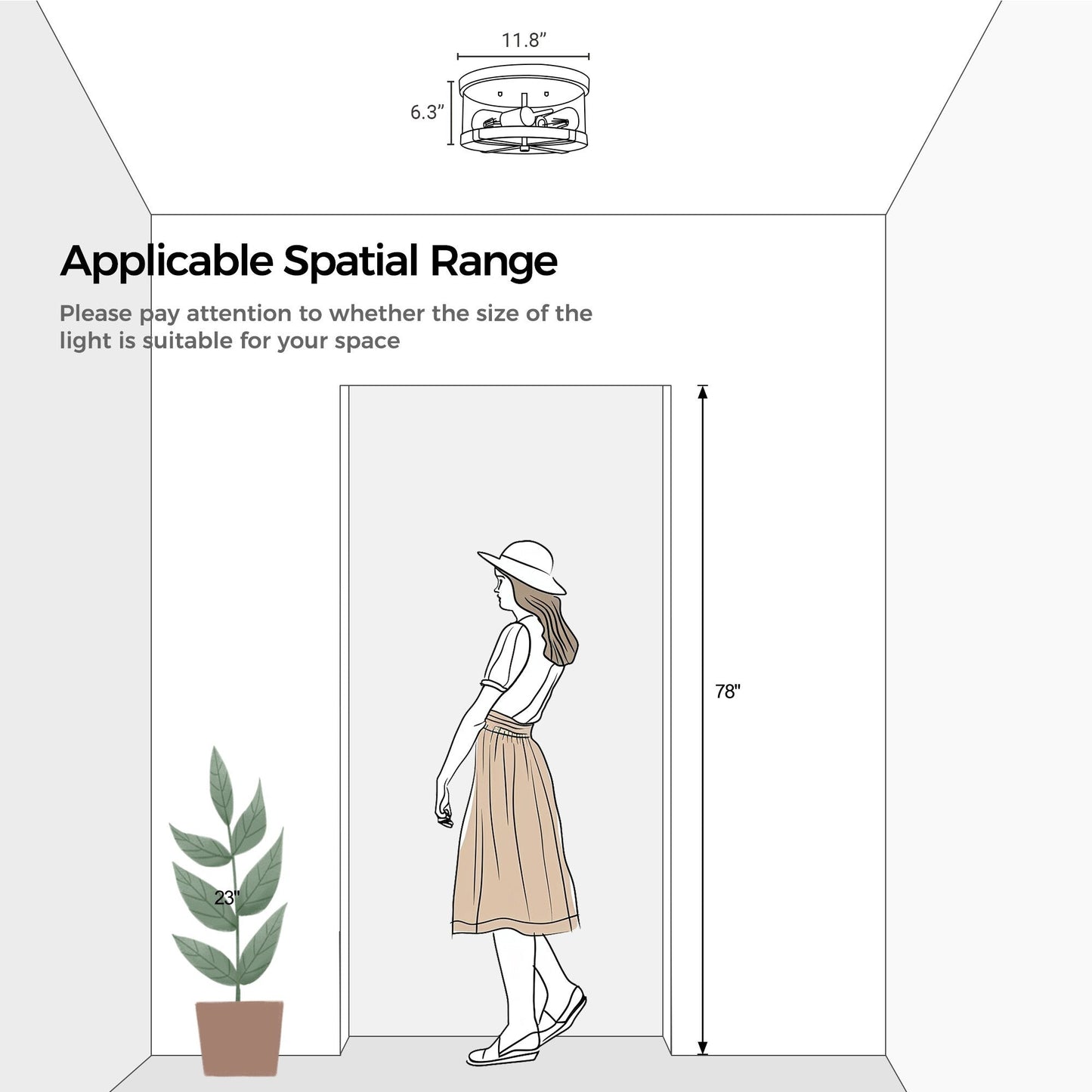 Plafoniera a 2 luci in vetro trasparente con montaggio a filo e struttura in metallo