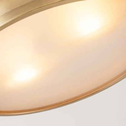 Plafoniere a soffitto a filo con cupola cilindrica in vetro smerigliato color bronzo invecchiato, 2 luci, stile Mid-Century Modern - Bronzo invecchiato