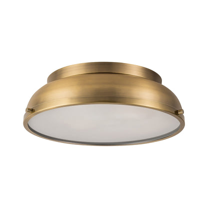 Plafoniere a soffitto a filo con cupola cilindrica in vetro smerigliato color bronzo invecchiato, 2 luci, stile Mid-Century Modern - Bronzo invecchiato