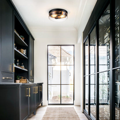 Lampada da soffitto a 2 luci moderna in stile fattoria, con cupola in vetro trasparente con semi/bolle