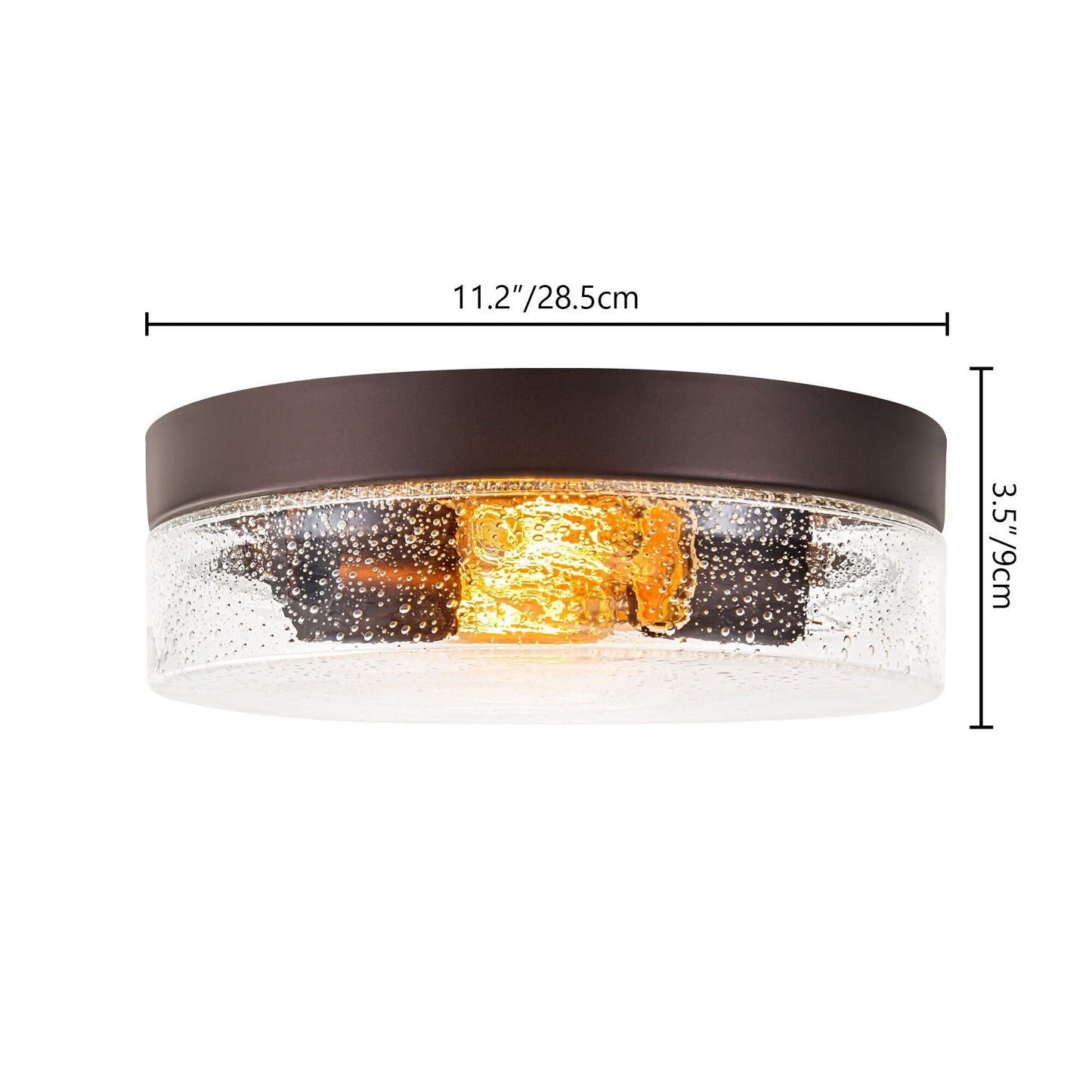 Lampada da soffitto a 2 luci moderna in stile fattoria, con cupola in vetro trasparente con semi/bolle