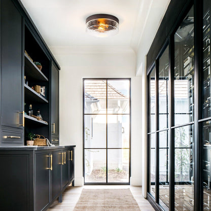 Lampada da soffitto a 2 luci moderna in stile fattoria, con cupola in vetro trasparente con semi/bolle