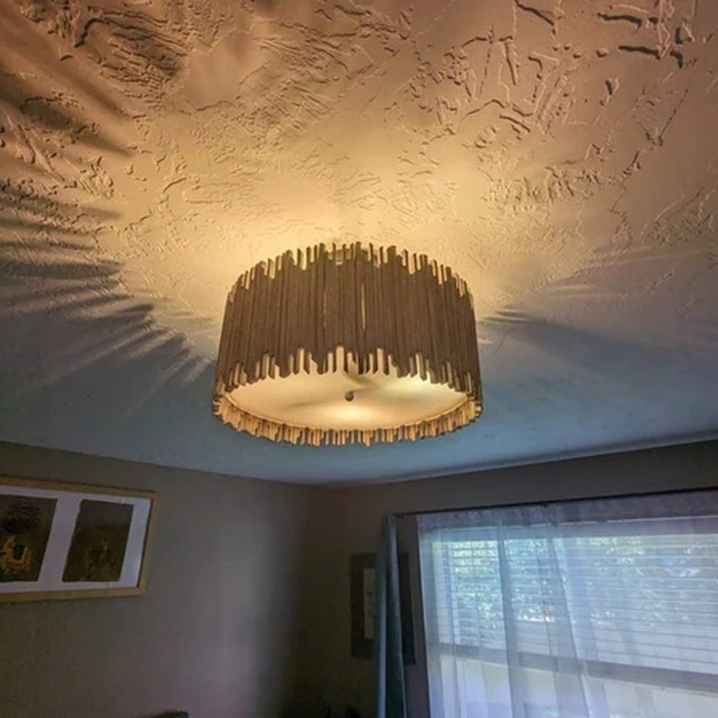 Lampada da soffitto semi-incassata a 3 luci in legno bianco anticato