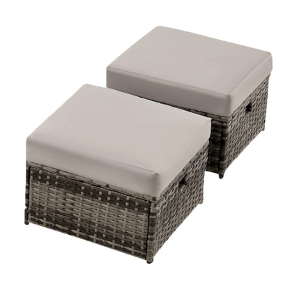 Pouf da giardino in vimini da 2 pezzi - Liquidazione