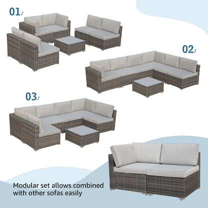 Set di 2 divani angolari componibili in vimini per patio