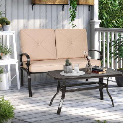 Set da 2 panche da giardino per esterni con tavolino rotondo