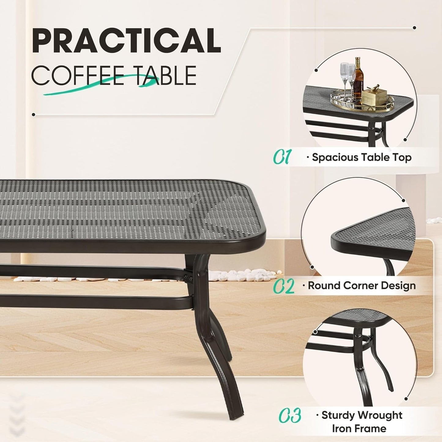 Set da 2 panche da giardino per esterni con tavolino rotondo