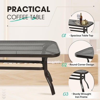 Set da 2 panche da giardino per esterni con tavolino rotondo