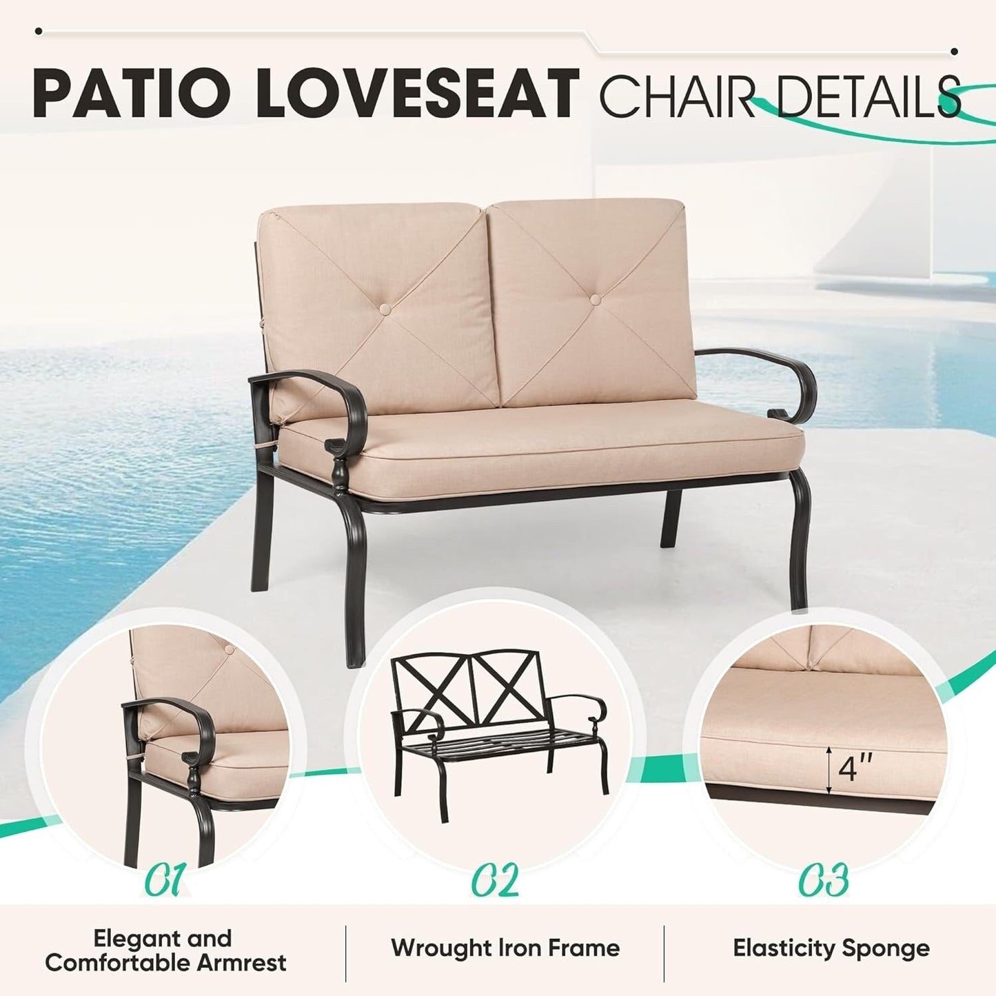 Set da 2 panche da giardino per esterni con tavolino rotondo