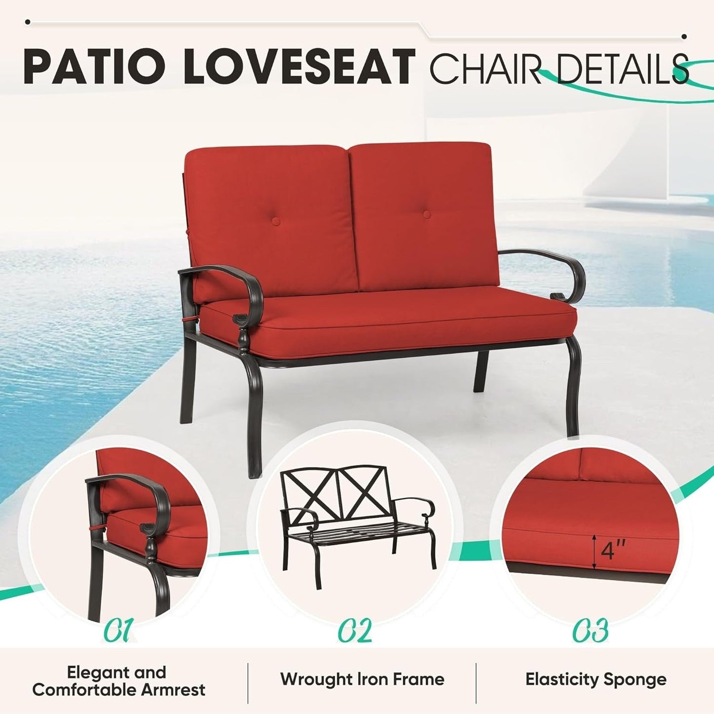 Set da 2 panche da giardino per esterni con tavolino rotondo