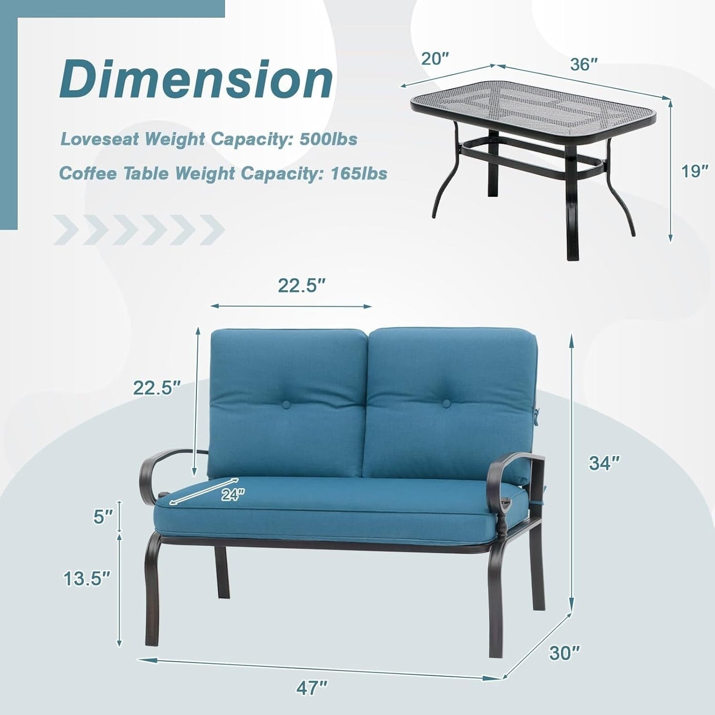 Set da 2 panche da giardino per esterni con tavolino rotondo