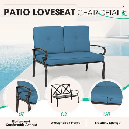 Set da 2 panche da giardino per esterni con tavolino rotondo