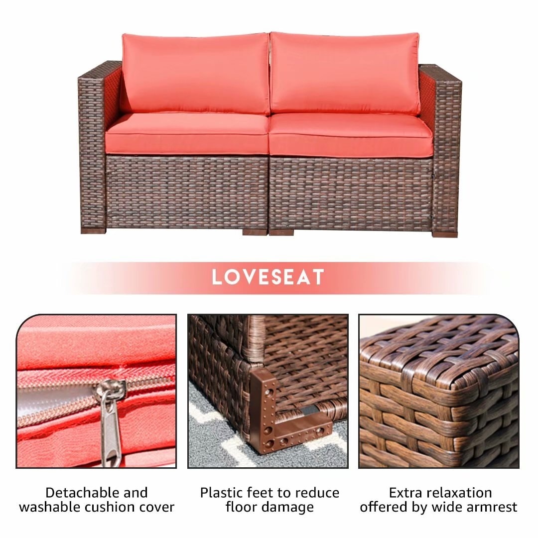 Set di divani componibili da esterno in vimini, 2 pezzi, divano angolare