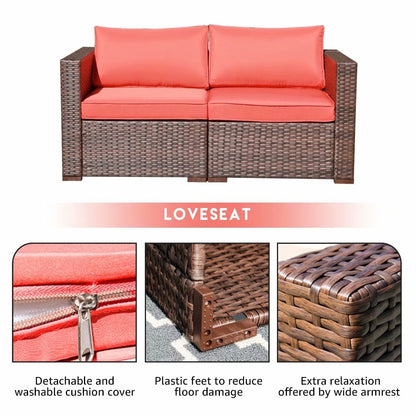 Set di divani componibili da esterno in vimini, 2 pezzi, divano angolare