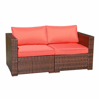 Set di divani componibili da esterno in vimini, 2 pezzi, divano angolare