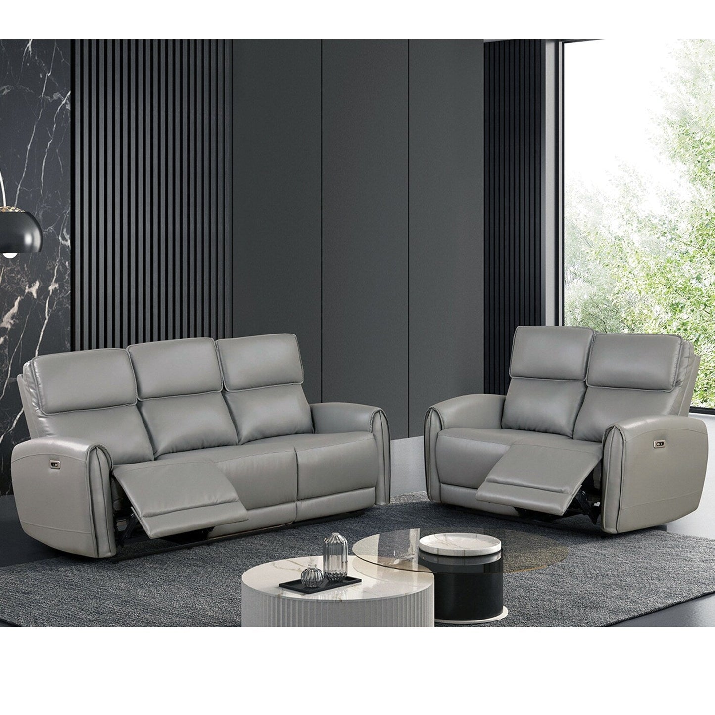 Set di divani elettrici imbottiti da 2 pezzi con porte di ricarica USB