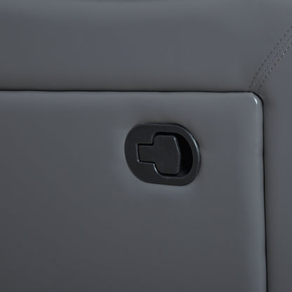 Set di divani da soggiorno reclinabili manuali classici in similpelle, 2 pezzi, con consolle e portabicchieri