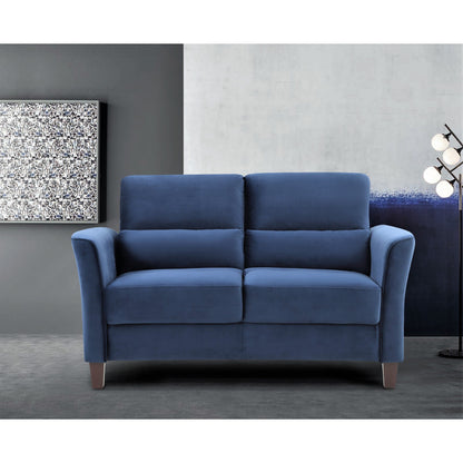 Set da soggiorno con braccioli inclinati imbottiti, divano a due posti e divano in stile moderno di metà secolo, 2 pezzi