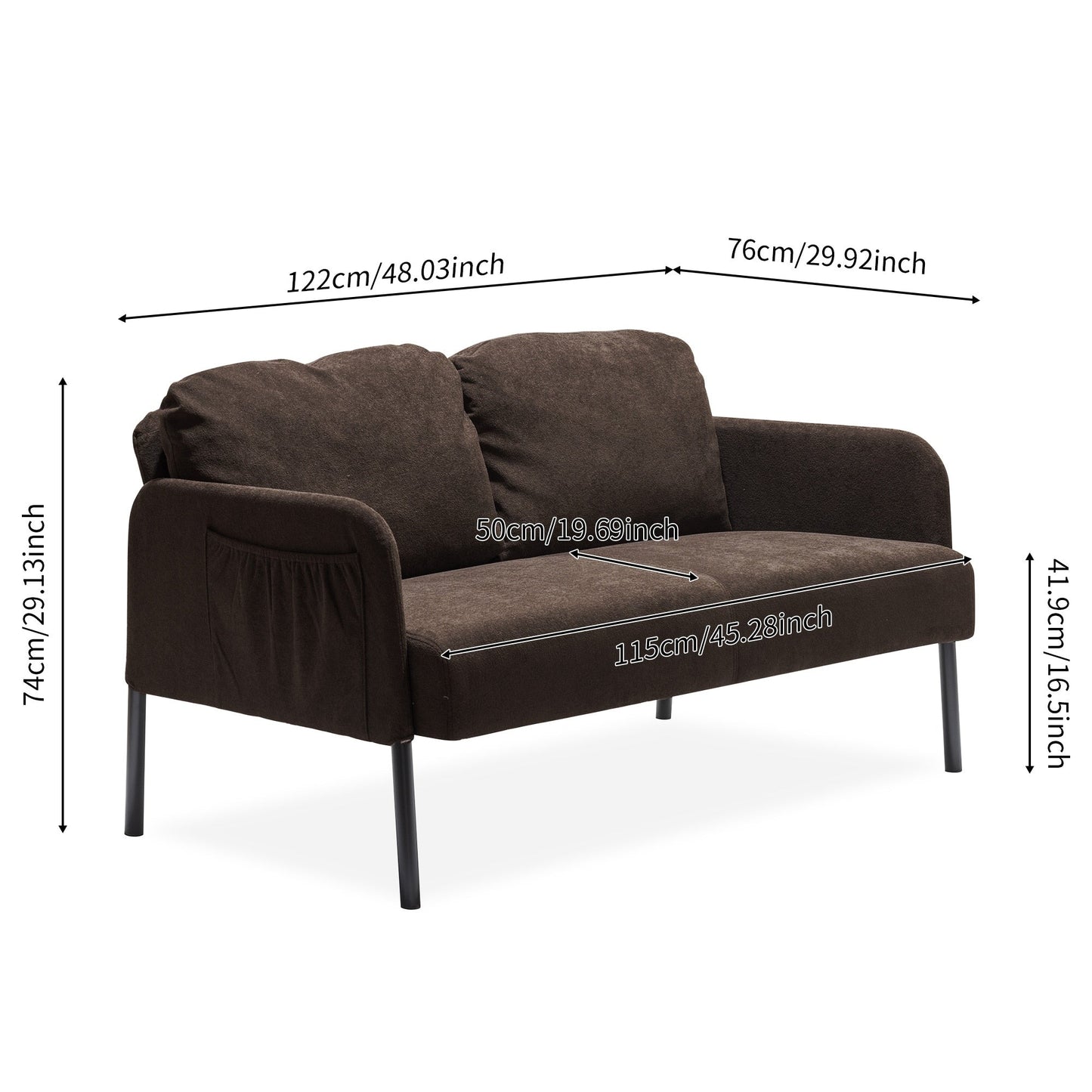 Divano a 2 posti in tessuto di poliestere, divano moderno a due posti, comodi divani piccoli per piccoli spazi, soggiorno, camera da letto, ufficio