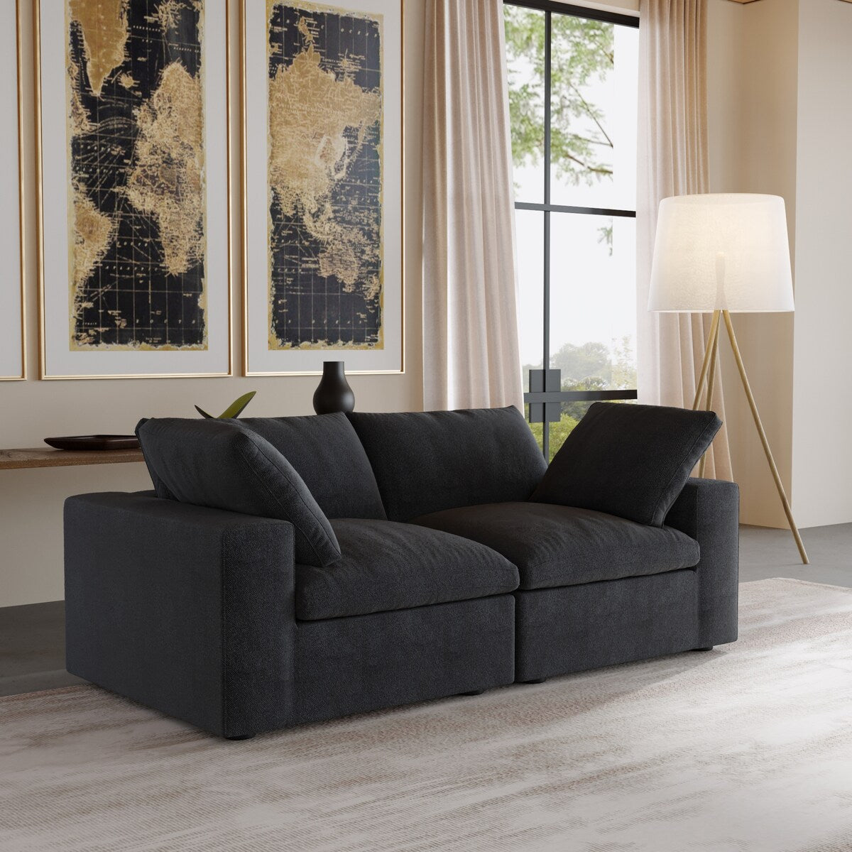 Divano a 2 posti con cuscini per soggiorno