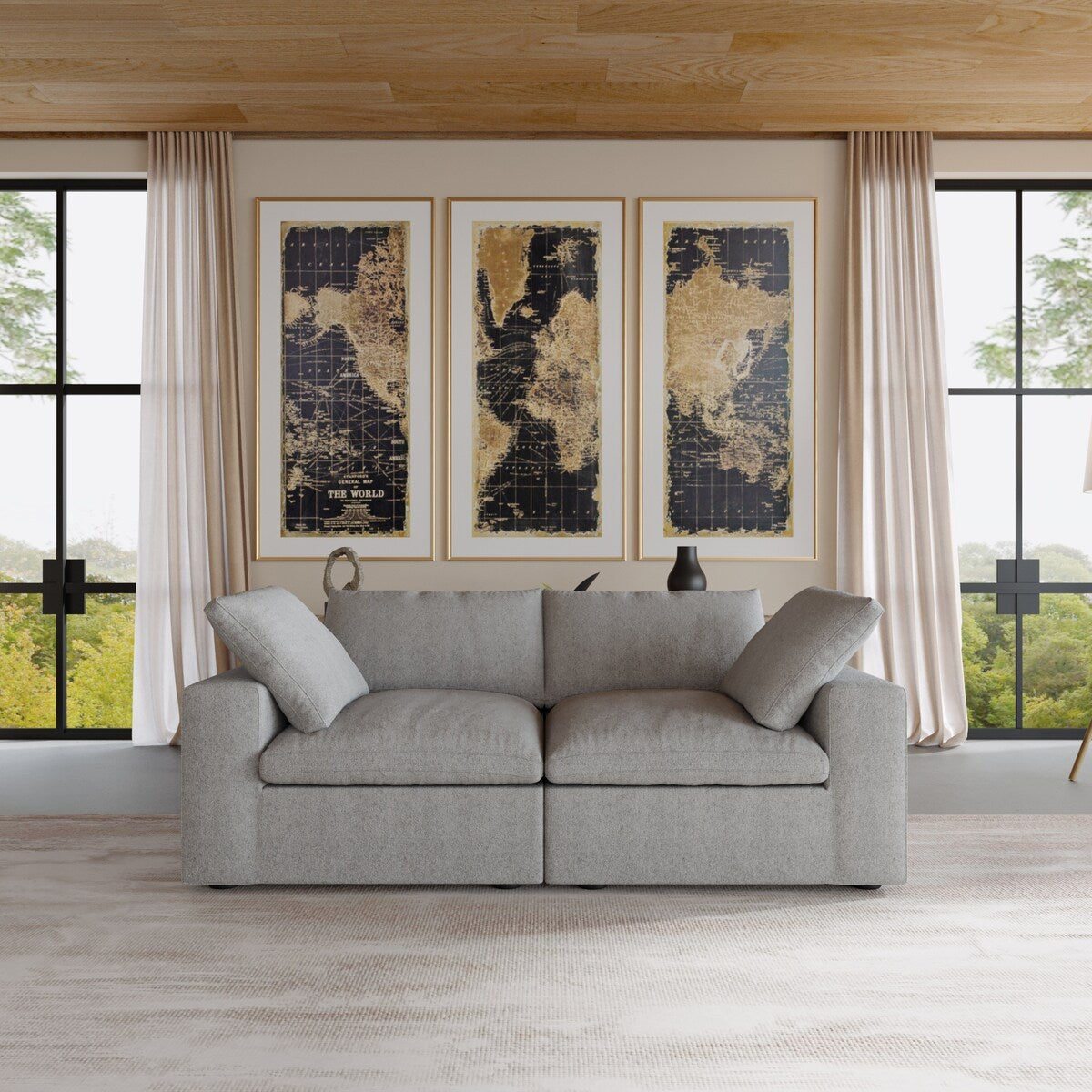 Divano a 2 posti con cuscini per soggiorno