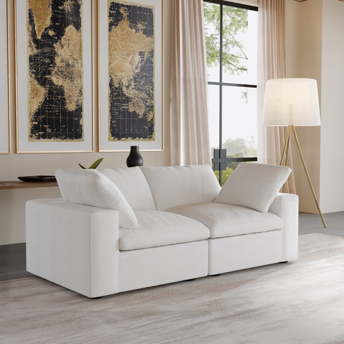 Divano a 2 posti con cuscini per soggiorno