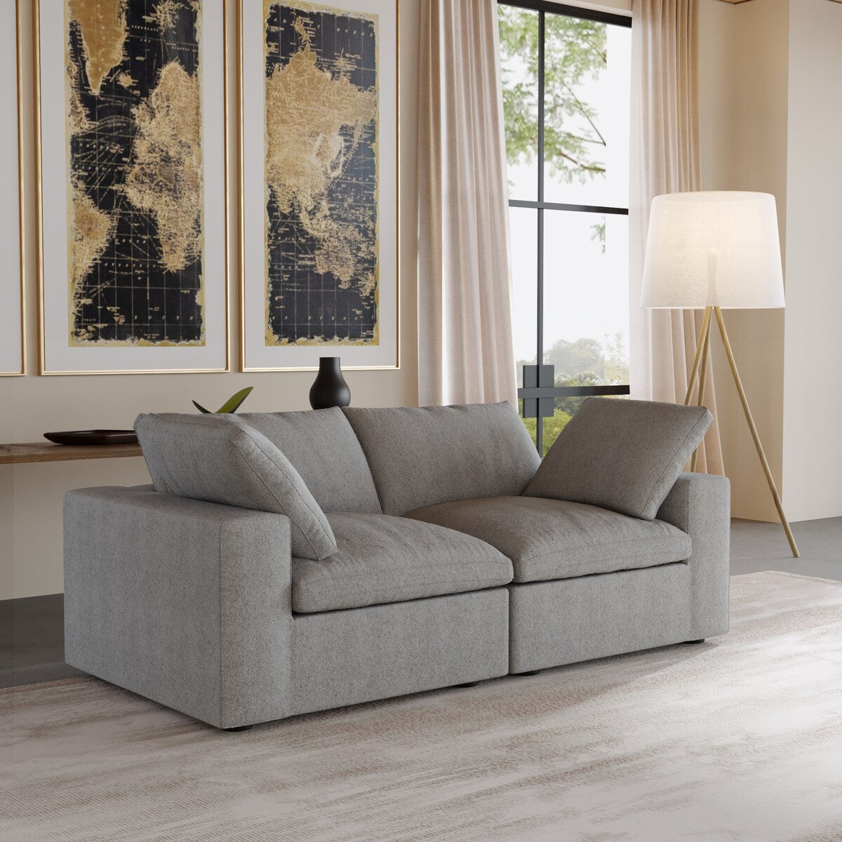 Divano a 2 posti con cuscini per soggiorno