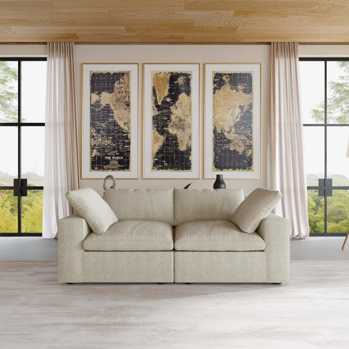 Divano a 2 posti con cuscini per soggiorno