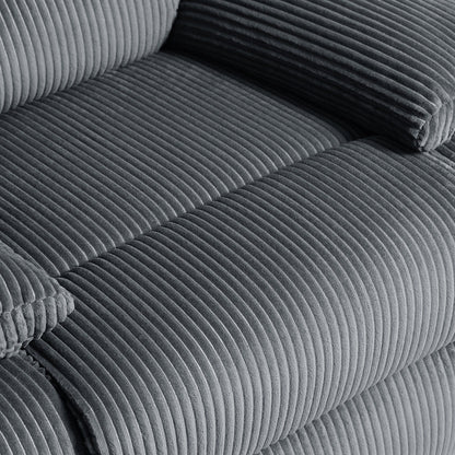 Set da 2 poltrone reclinabili manuali in velluto a coste con poggiapiedi