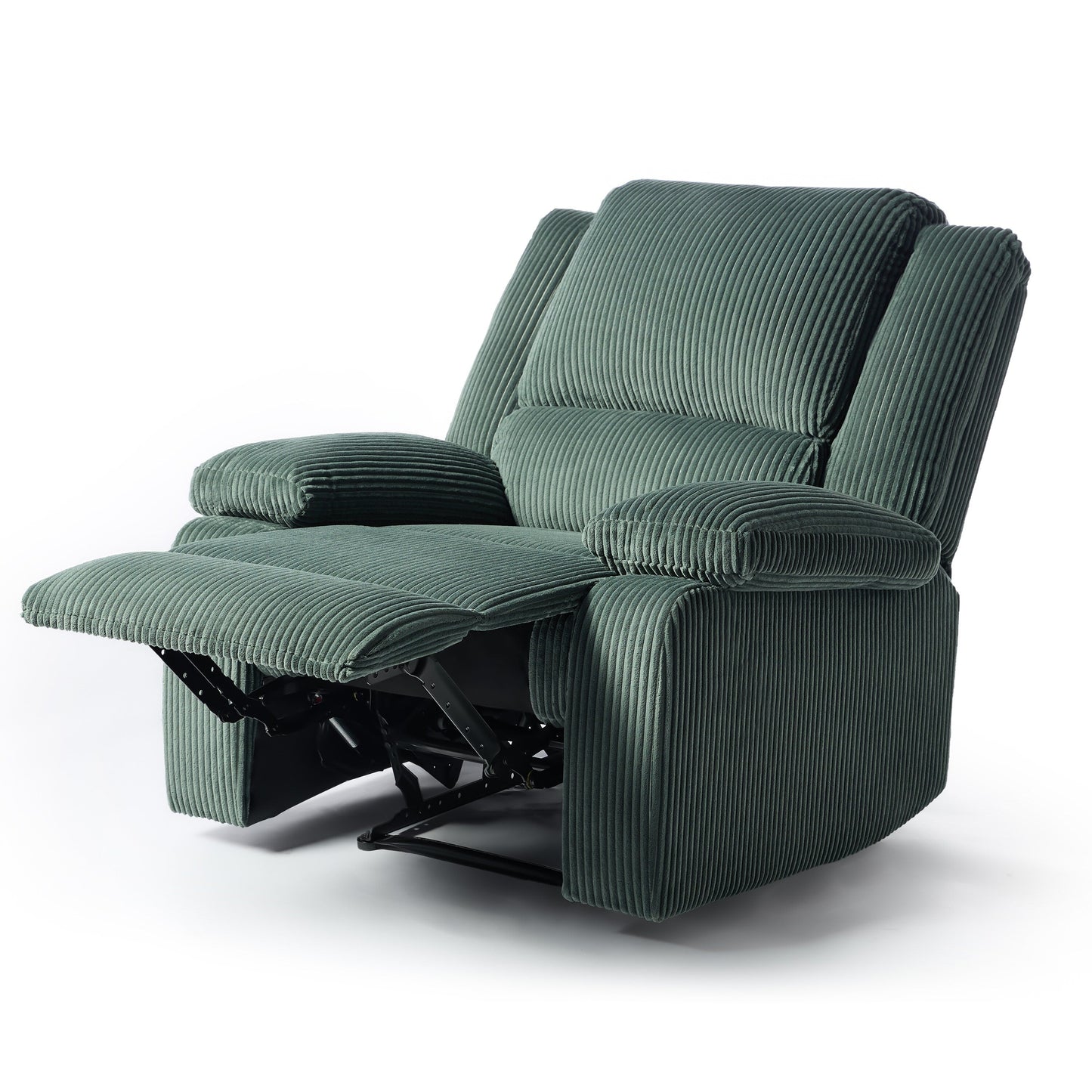 Set da 2 poltrone reclinabili manuali in velluto a coste con poggiapiedi