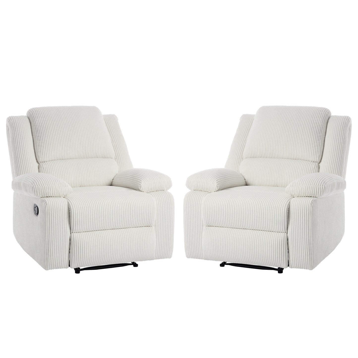 Set da 2 poltrone reclinabili manuali in velluto a coste con poggiapiedi