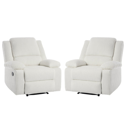 Set da 2 poltrone reclinabili manuali in velluto a coste con poggiapiedi