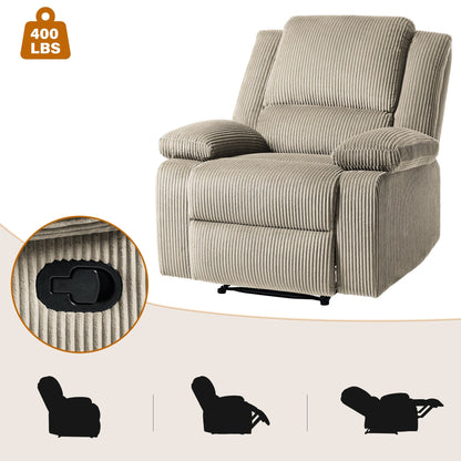 Set da 2 poltrone reclinabili manuali in velluto a coste con poggiapiedi