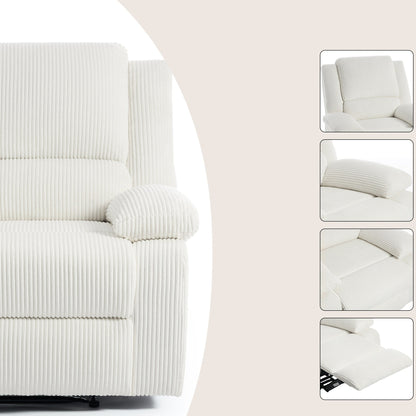 Set da 2 poltrone reclinabili manuali in velluto a coste con poggiapiedi