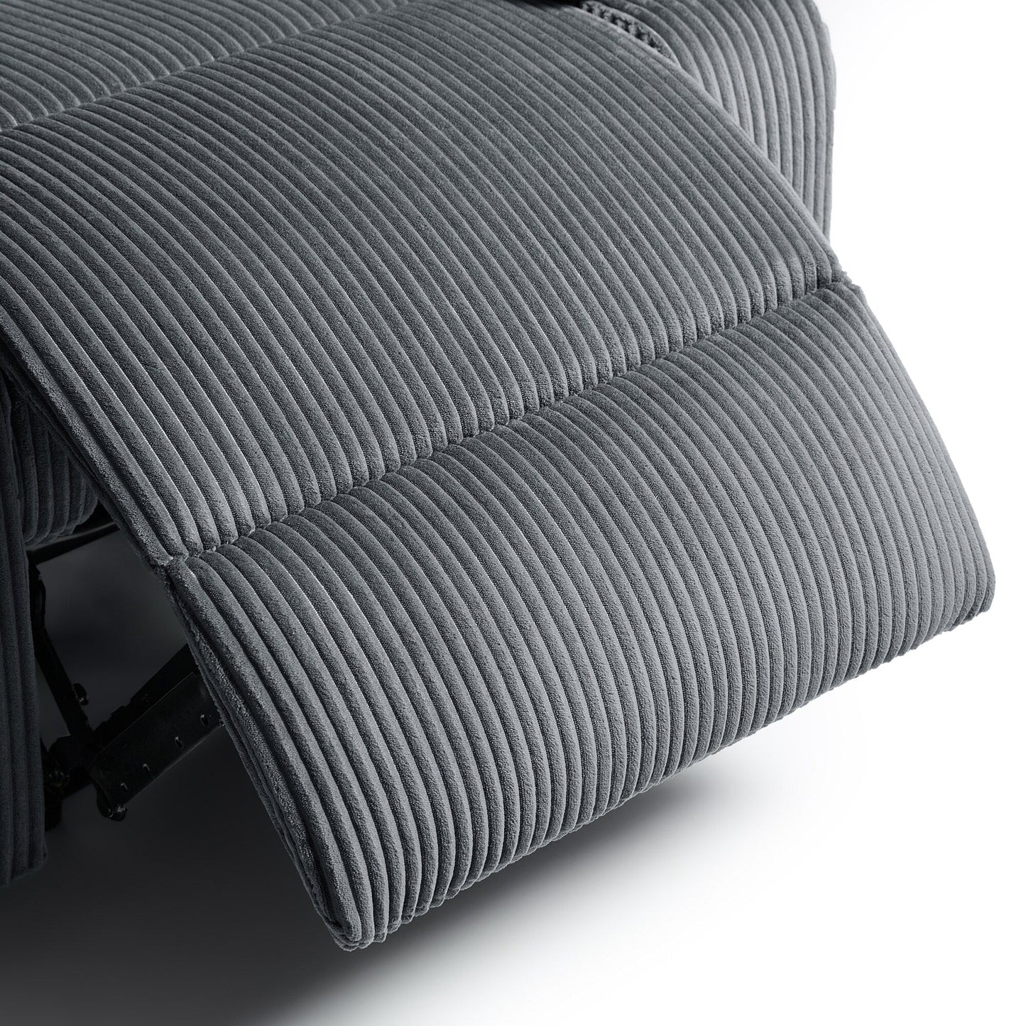 Set da 2 poltrone reclinabili manuali in velluto a coste con poggiapiedi