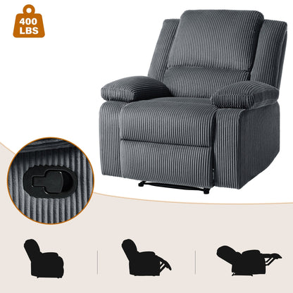 Set da 2 poltrone reclinabili manuali in velluto a coste con poggiapiedi