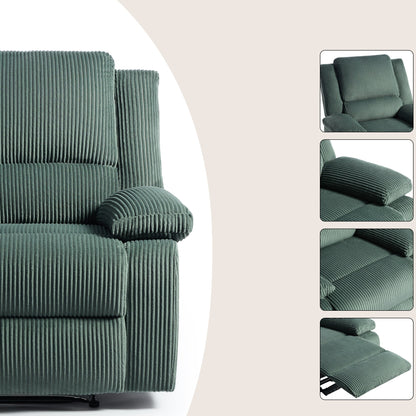 Set da 2 poltrone reclinabili manuali in velluto a coste con poggiapiedi