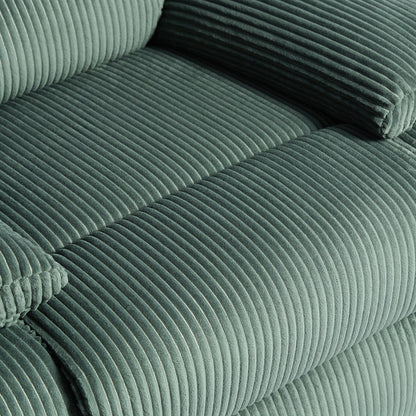 Set da 2 poltrone reclinabili manuali in velluto a coste con poggiapiedi