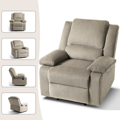 Set da 2 poltrone reclinabili manuali in velluto a coste con poggiapiedi