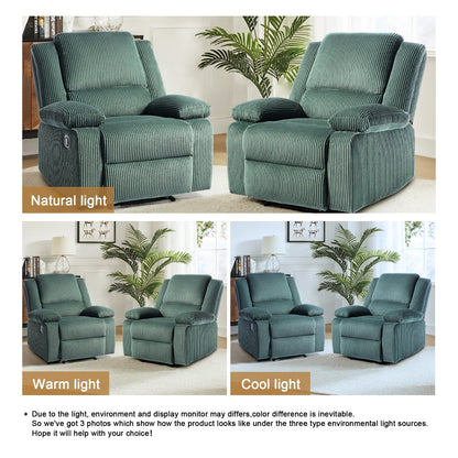 Set da 2 poltrone reclinabili manuali in velluto a coste con poggiapiedi