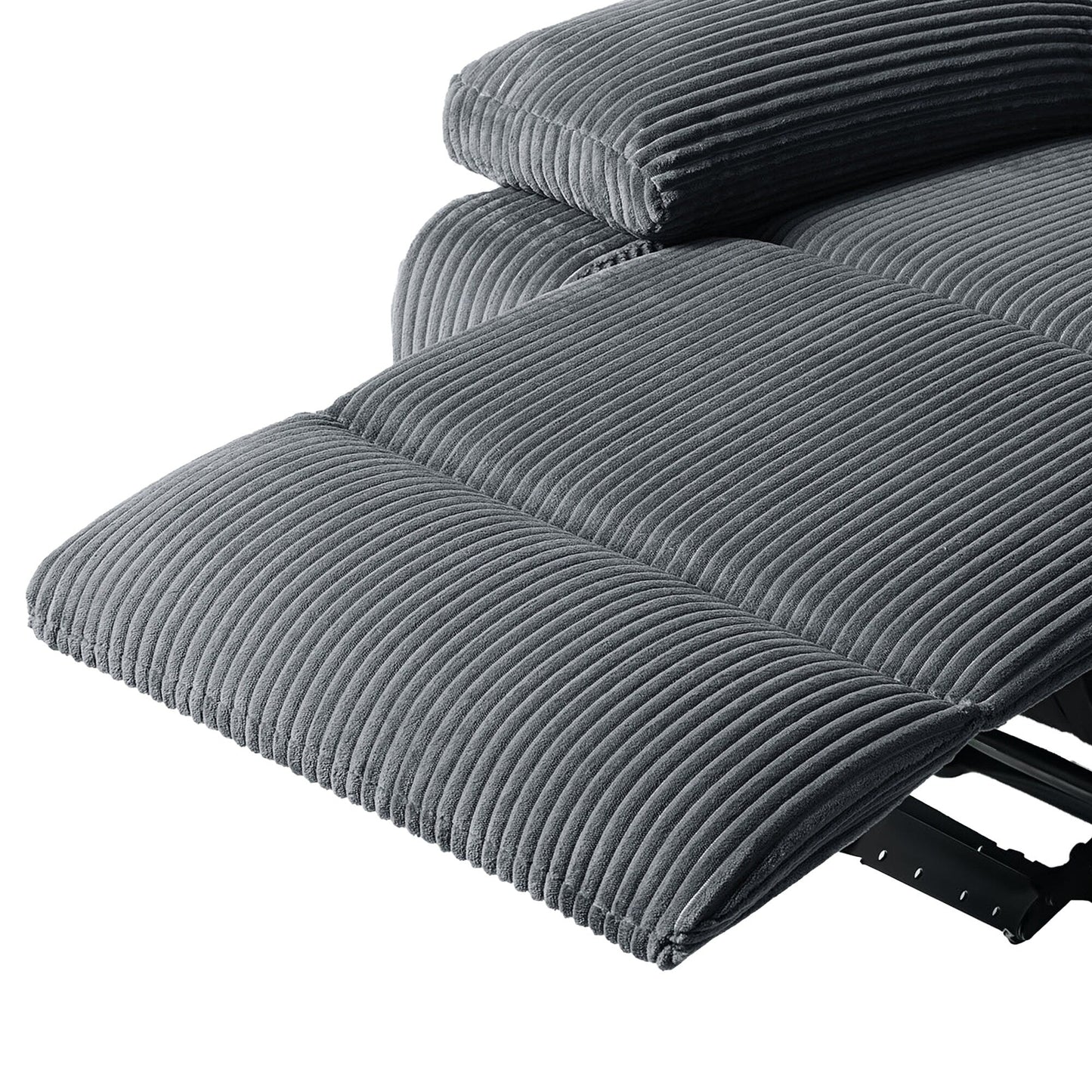 Set da 2 poltrone reclinabili manuali moderne in velluto a coste, poltrone reclinabili oversize con braccioli larghi