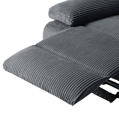 Set da 2 poltrone reclinabili manuali moderne in velluto a coste, poltrone reclinabili oversize con braccioli larghi