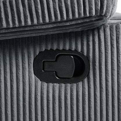 Set da 2 poltrone reclinabili manuali moderne in velluto a coste, poltrone reclinabili oversize con braccioli larghi