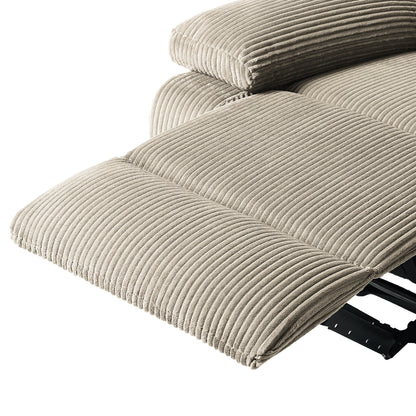 Set da 2 poltrone reclinabili manuali moderne in velluto a coste, poltrone reclinabili oversize con braccioli larghi